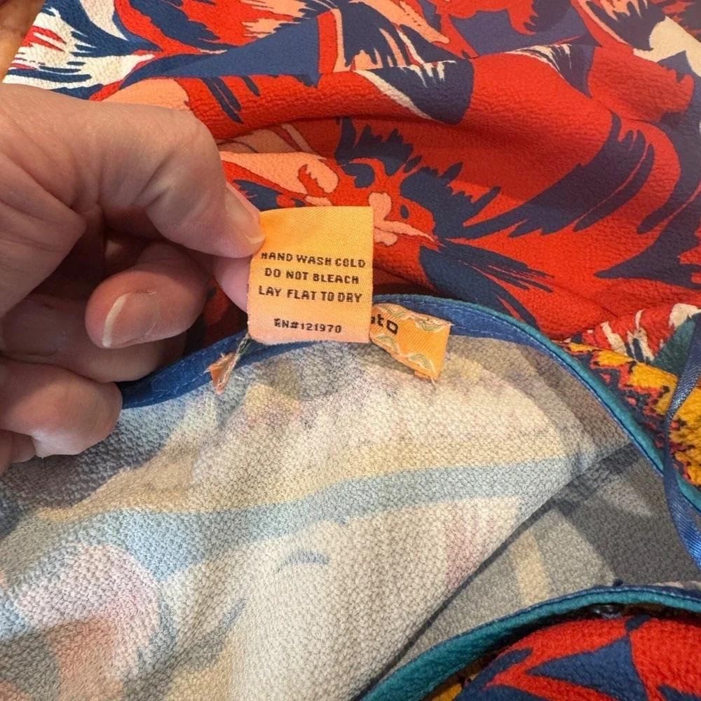 Flying Tomato Festival Maxi Dress XS Blue Floral Print Flare Sleeve Polyester - Picture 12 of 12